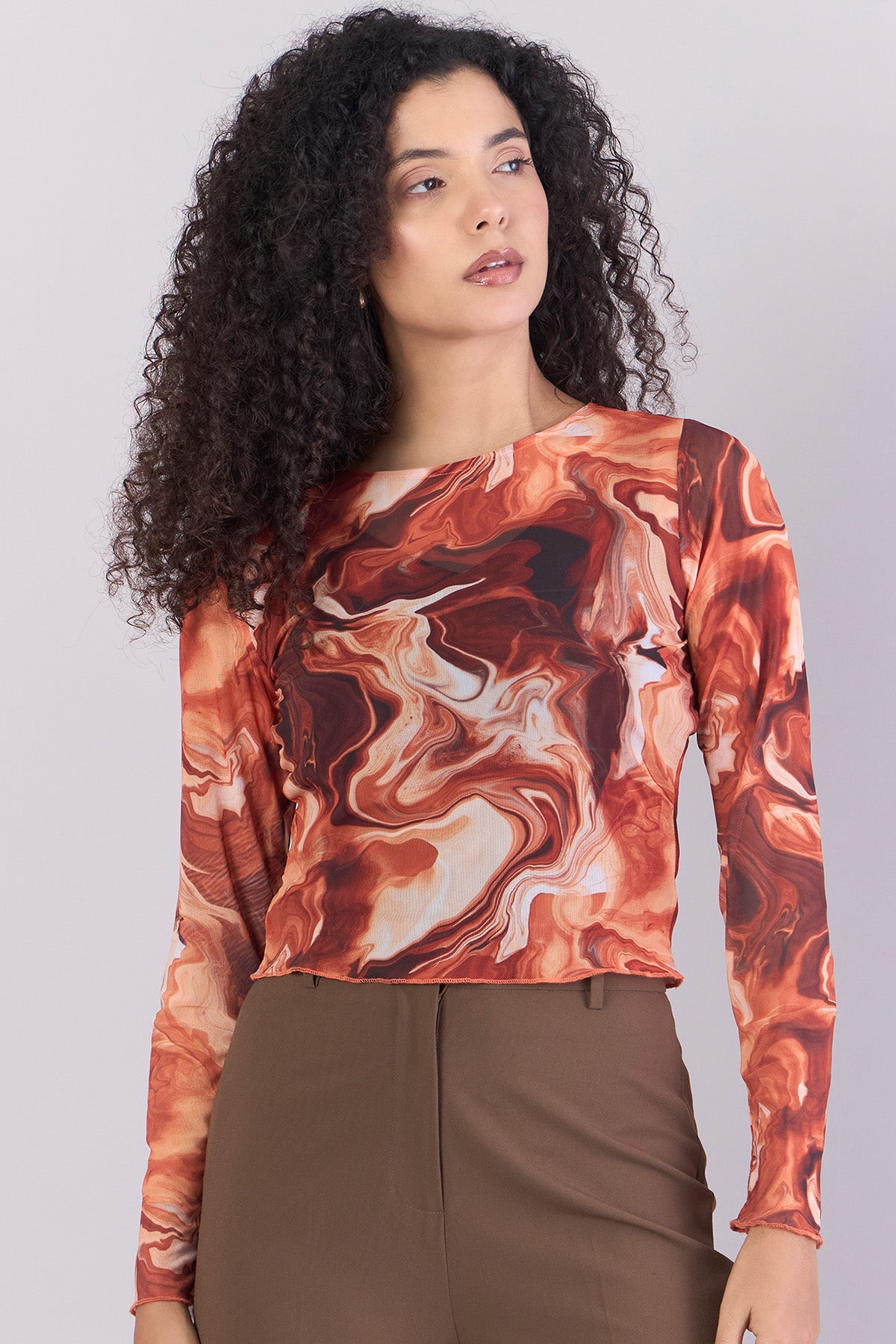 Buy Orange Abstract Printed Crop Top by PowerSutra for women online at ScrollnShops